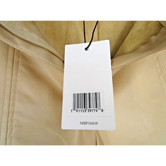Large Jason Wu Tan Soft Vegan Faux Leather Skinny Pants Split Hem High-Waist - Picture 9 of 10